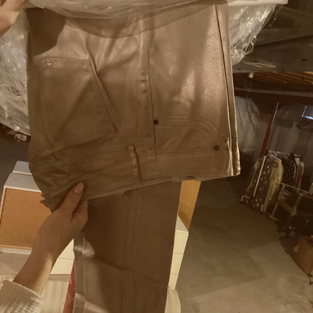 Metallic Vegan Leather Pants